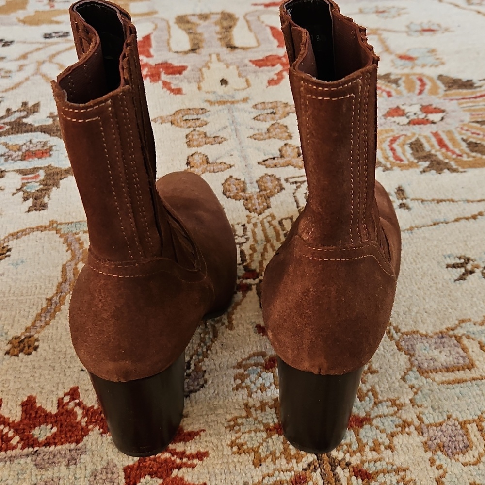 Aquatalia Fayren Weatherproof Suede Ankle Boot Brown 9.5 - Picture 4 of 5